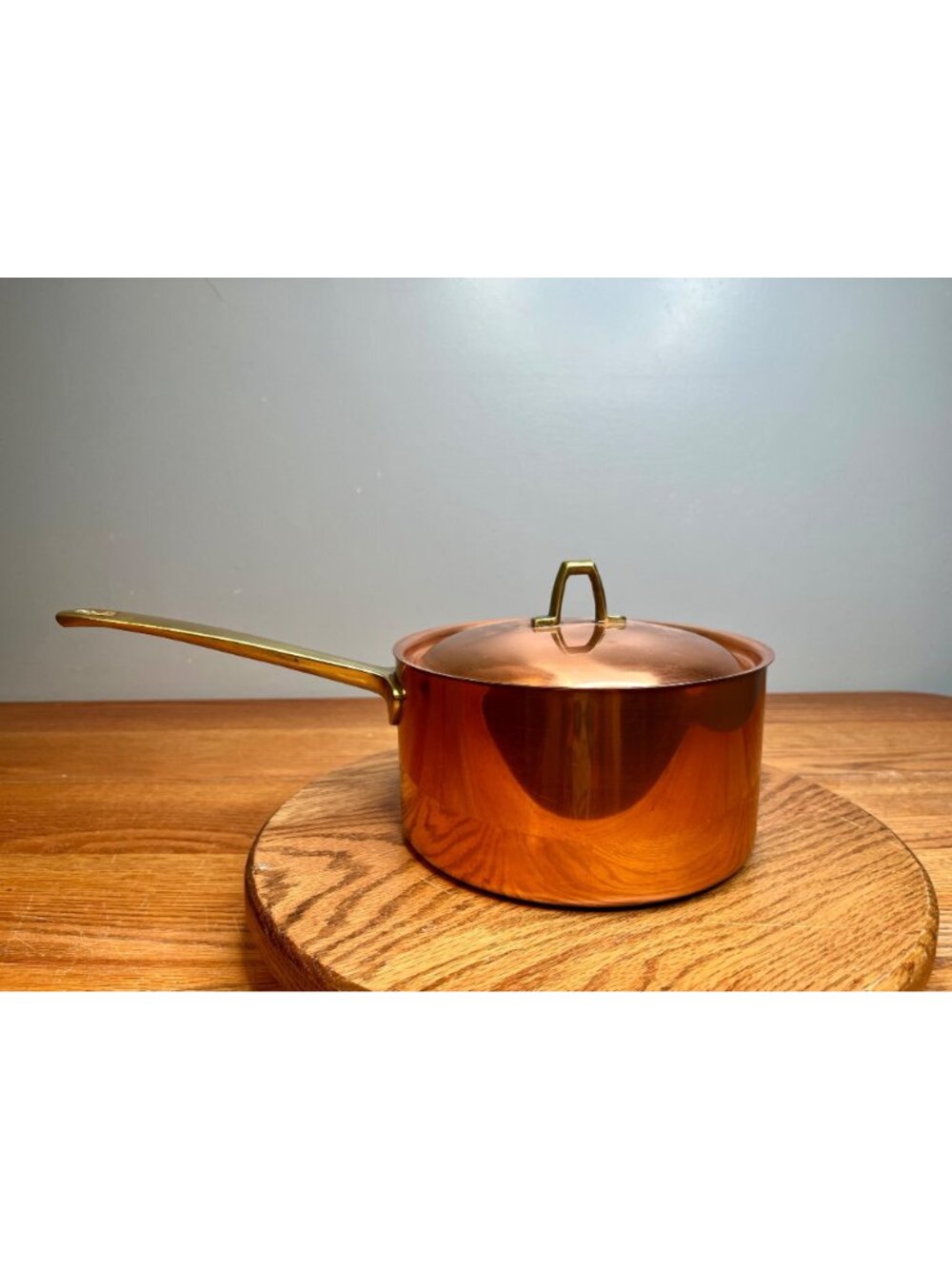 Vintage  Paul Revere Ware 3 quart  Copper Saucepan With Lid Bicentennial Brass H - Picture 3 of 12